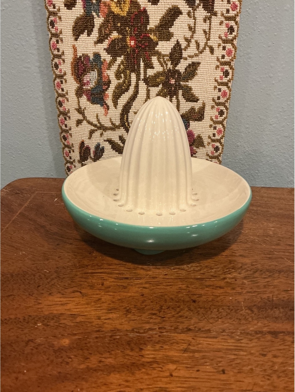 Vintage Aqua Ceramic Sombrero Lemon Lime Citrus Juicer